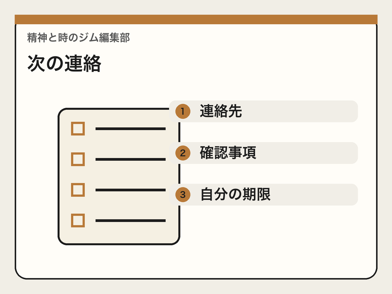 体験後の次の連絡先と確認期限を記録する図解
